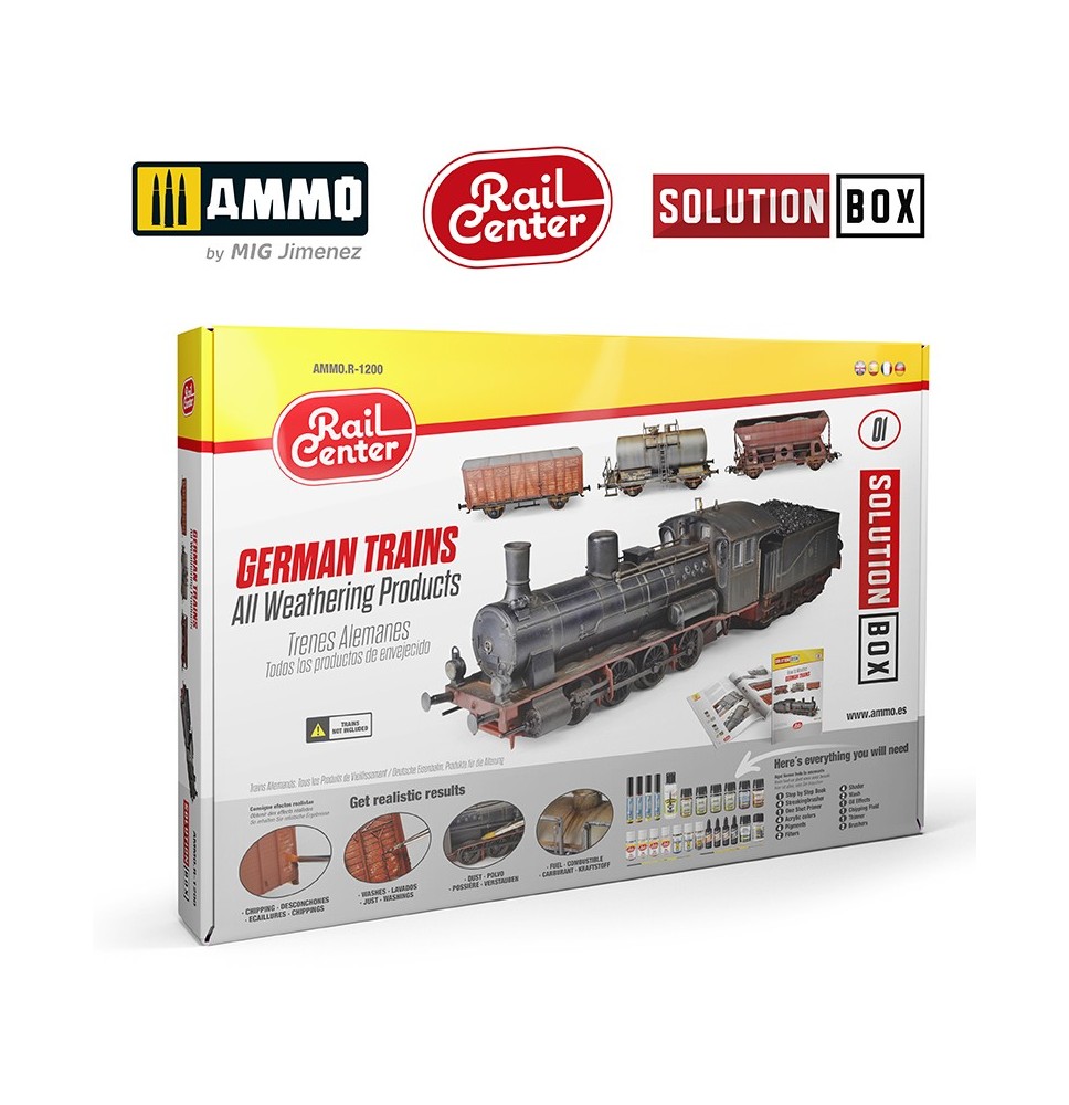 RAIL CENTER SOLUTION BOX 01 – GERMAN TRAINS. All Weathering Products
