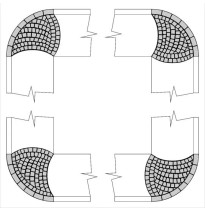 Chodník s obrubníky – malá řádková dlažba