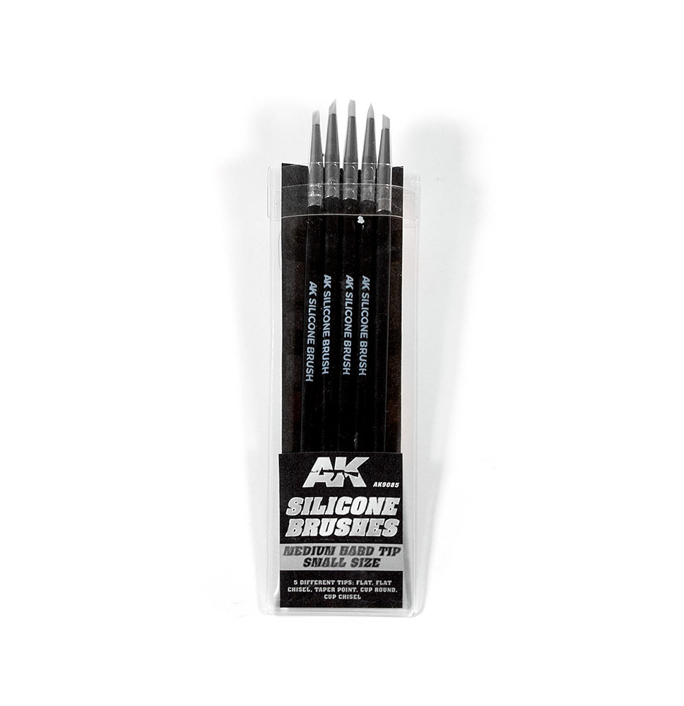 SET OF 5 SILICONE BRUSHES MEDIUM HARD TIP SMALL