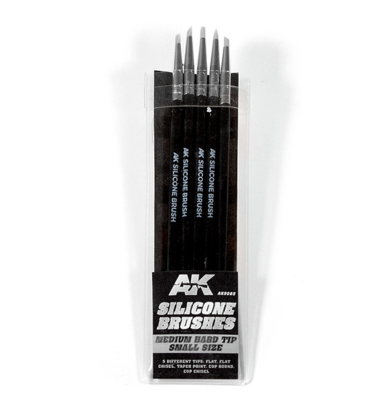 SET OF 5 SILICONE BRUSHES MEDIUM HARD TIP SMALL