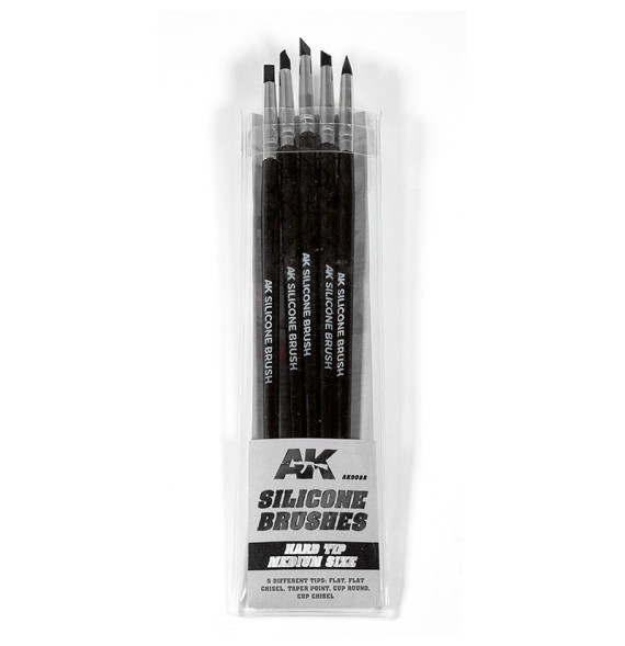 SET OF 5 SILICONE BRUSHES HARD TIP MEDIUM