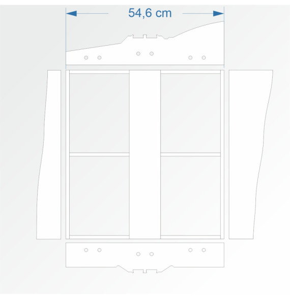 Modul rovný dvojkolejný 60 cm – čela 2B96 a 2E99