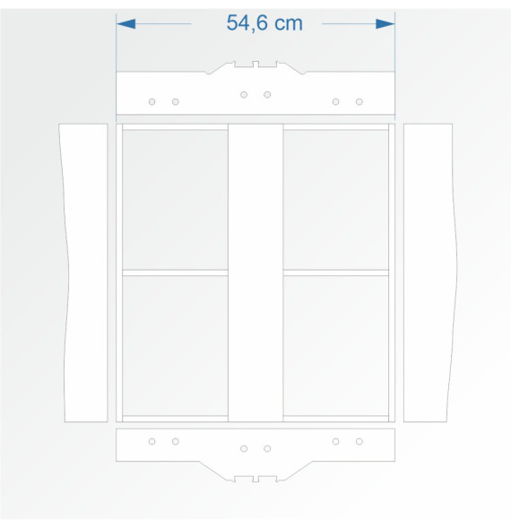 Modul rovný dvojkolejný 60 cm – čela 2D99 a 2E99