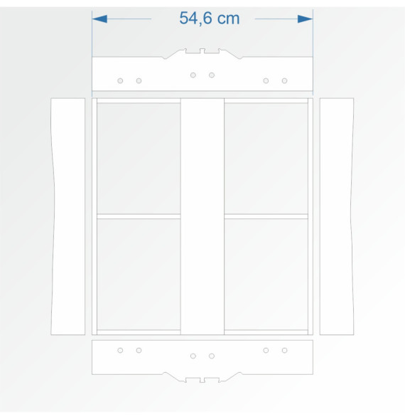 Modul rovný dvojkolejný 60 cm – čela 2E99 a 2E99