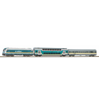 Start-set s dieselovou lokomotivou Alex Herkules + 2 osobní vozy - kolejivo A-Gleis s podložím