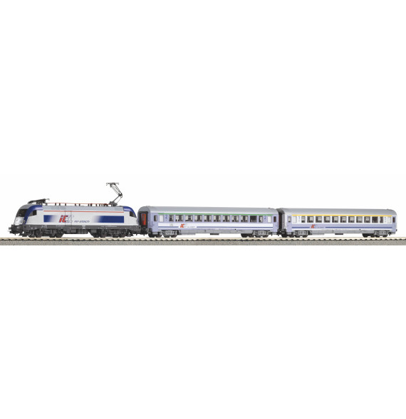 WLAN start-set s elektrickou lokomotivou PKP Taurus C a 2 osobní vozy - kolejivo A-Gleis s podložím