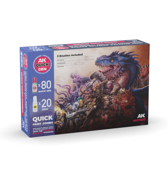 QUICK GEN COMBO SET 100 COLORS (80 QUICK GEN+20 ACRYLIC 3GEN+3 BRUSHES)