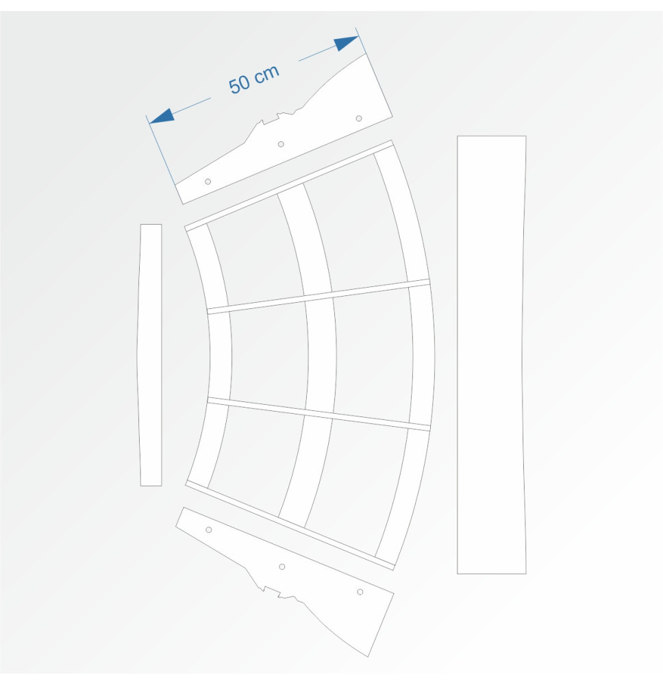 Modul obloukový rádius 100 cm 45°– čela B96 a B96
