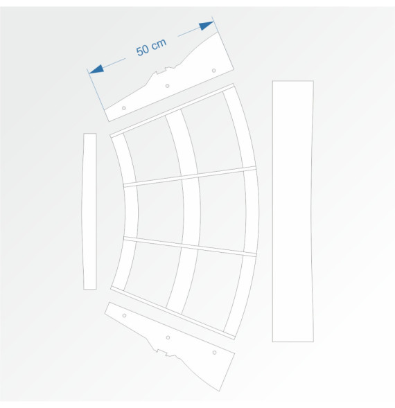 Modul obloukový rádius 100 cm 45°– čela B96 a B96