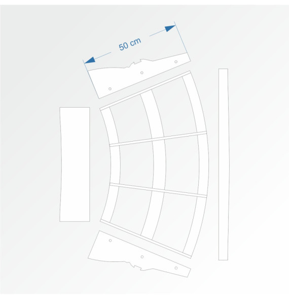 Modul obloukový rádius 100 cm 45°– čela B96 a B96