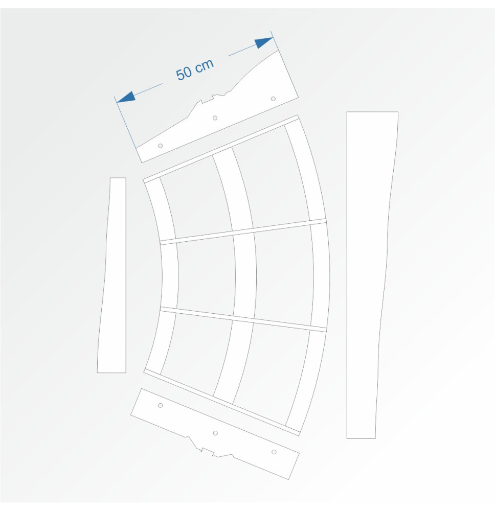 Modul obloukový rádius 100 cm 45°– čela B96 a E96