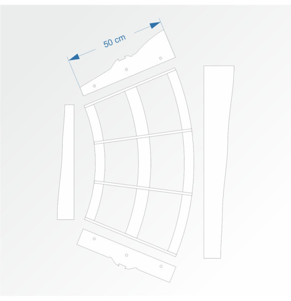 Modul obloukový rádius 100 cm 45°– čela B96 a E96