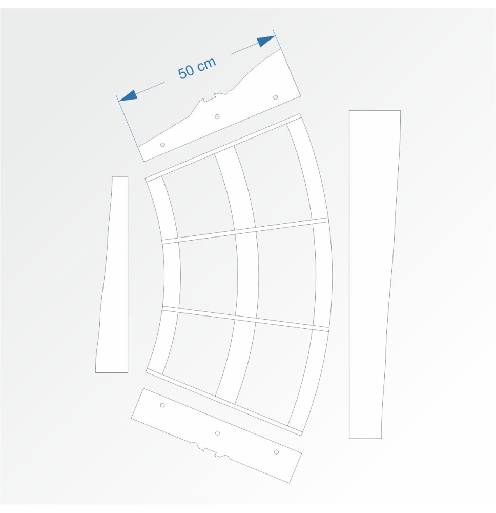 Modul obloukový rádius 100 cm 45°– čela B96 a F96