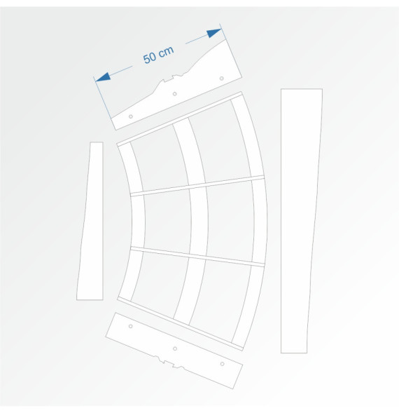 Modul obloukový rádius 100 cm 45°– čela B96 a F96