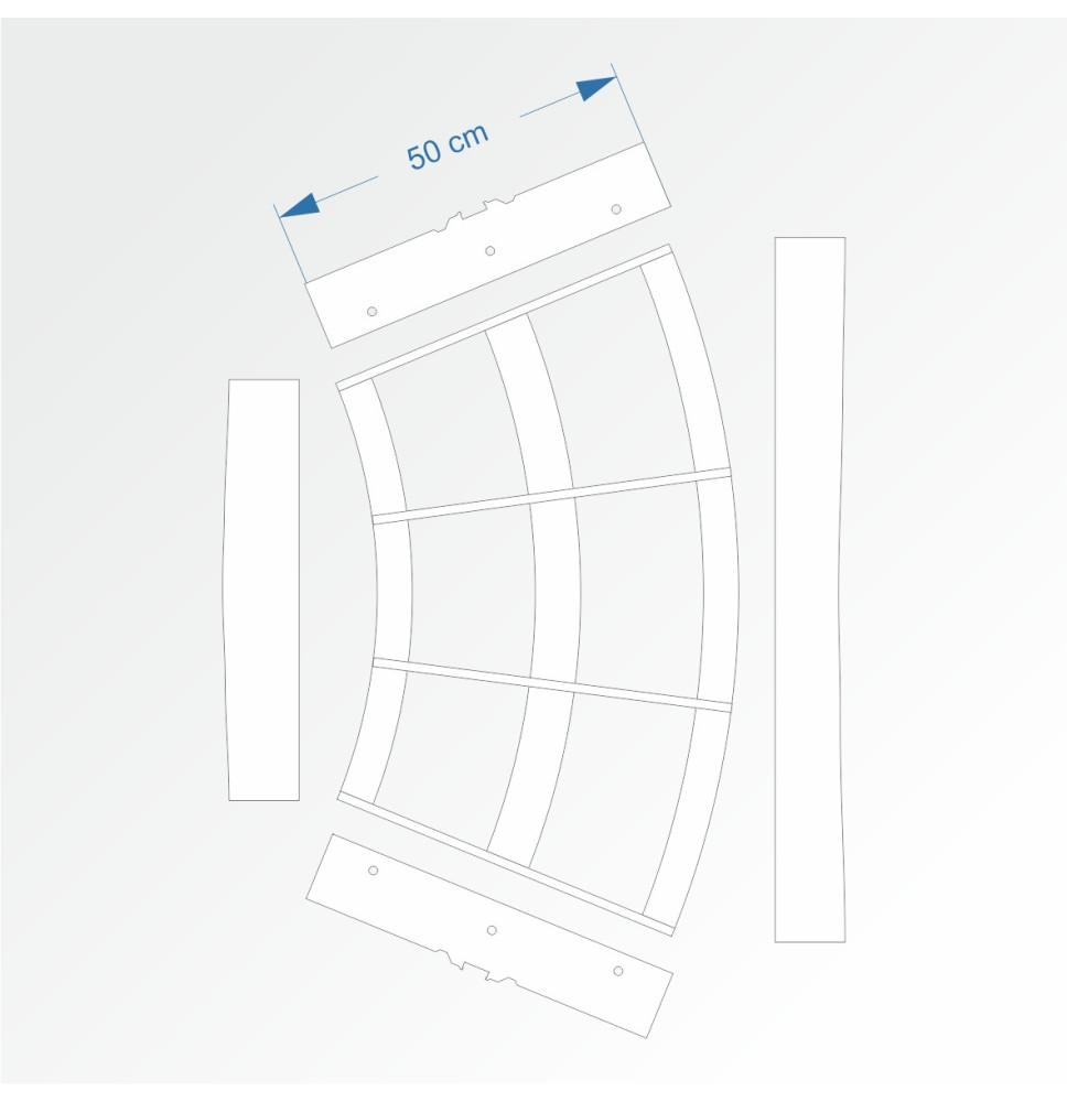 Modul obloukový rádius 100 cm 45°– čela F96 a F96