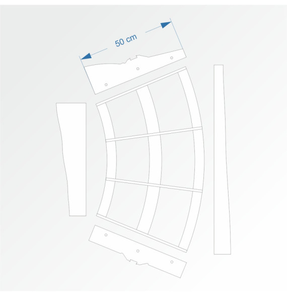 Modul obloukový rádius 100 cm 45°– čela B96 a E96