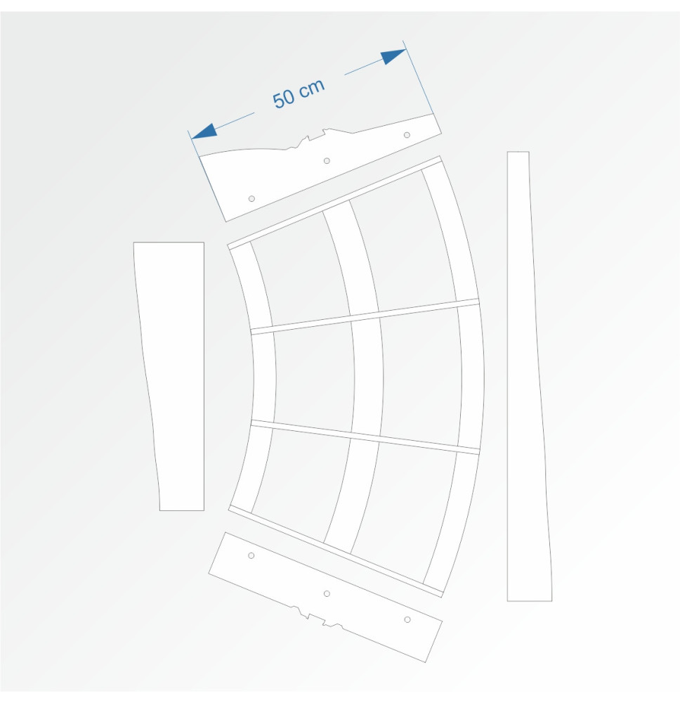 Modul obloukový rádius 100 cm 45°– čela B96 a F96
