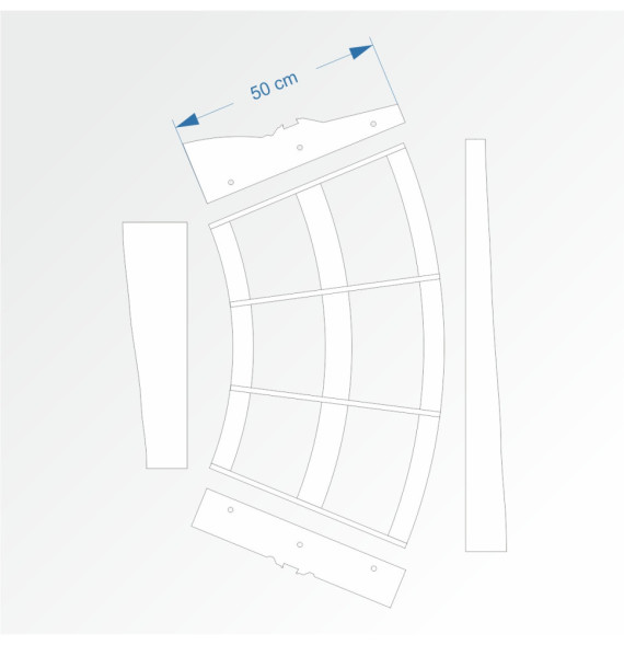 Modul obloukový rádius 100 cm 45°– čela B96 a F96