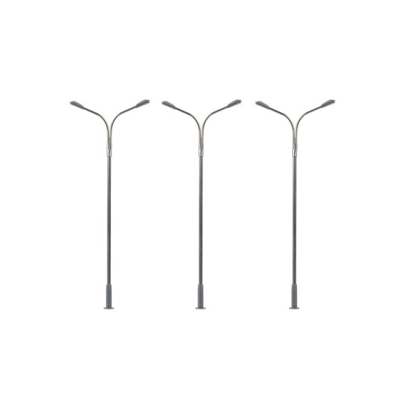 Pouliční lampa dvojitá – LED studená bílá