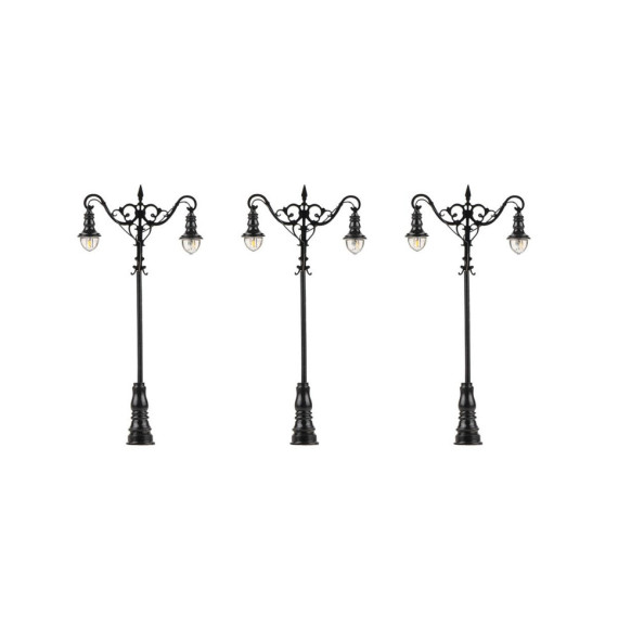 Pouliční lampa dvojitá závěsná – LED studená bílá