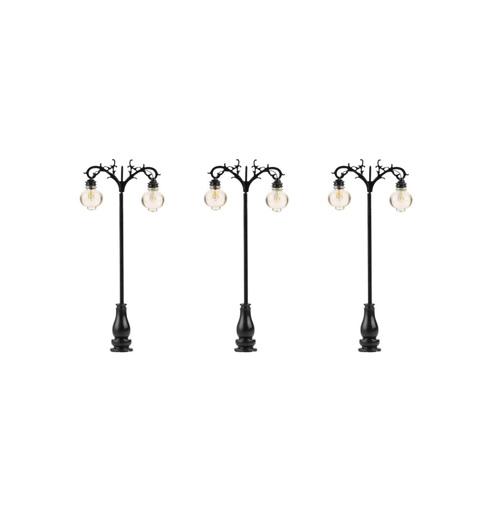 Pouliční lampa dvojitá závěsná – LED studená bílá