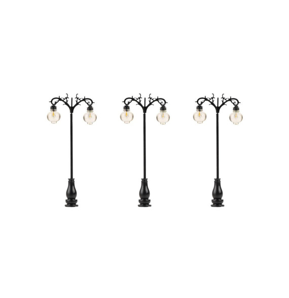 Pouliční lampa dvojitá závěsná – LED studená bílá