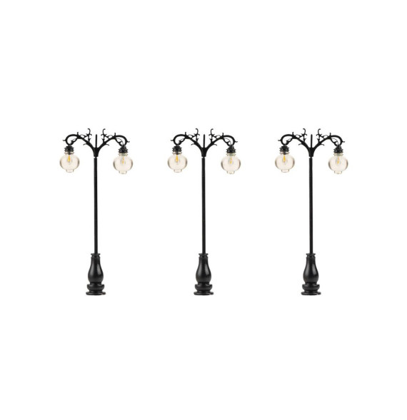 Pouliční lampa dvojitá závěsná – LED teplá bílá